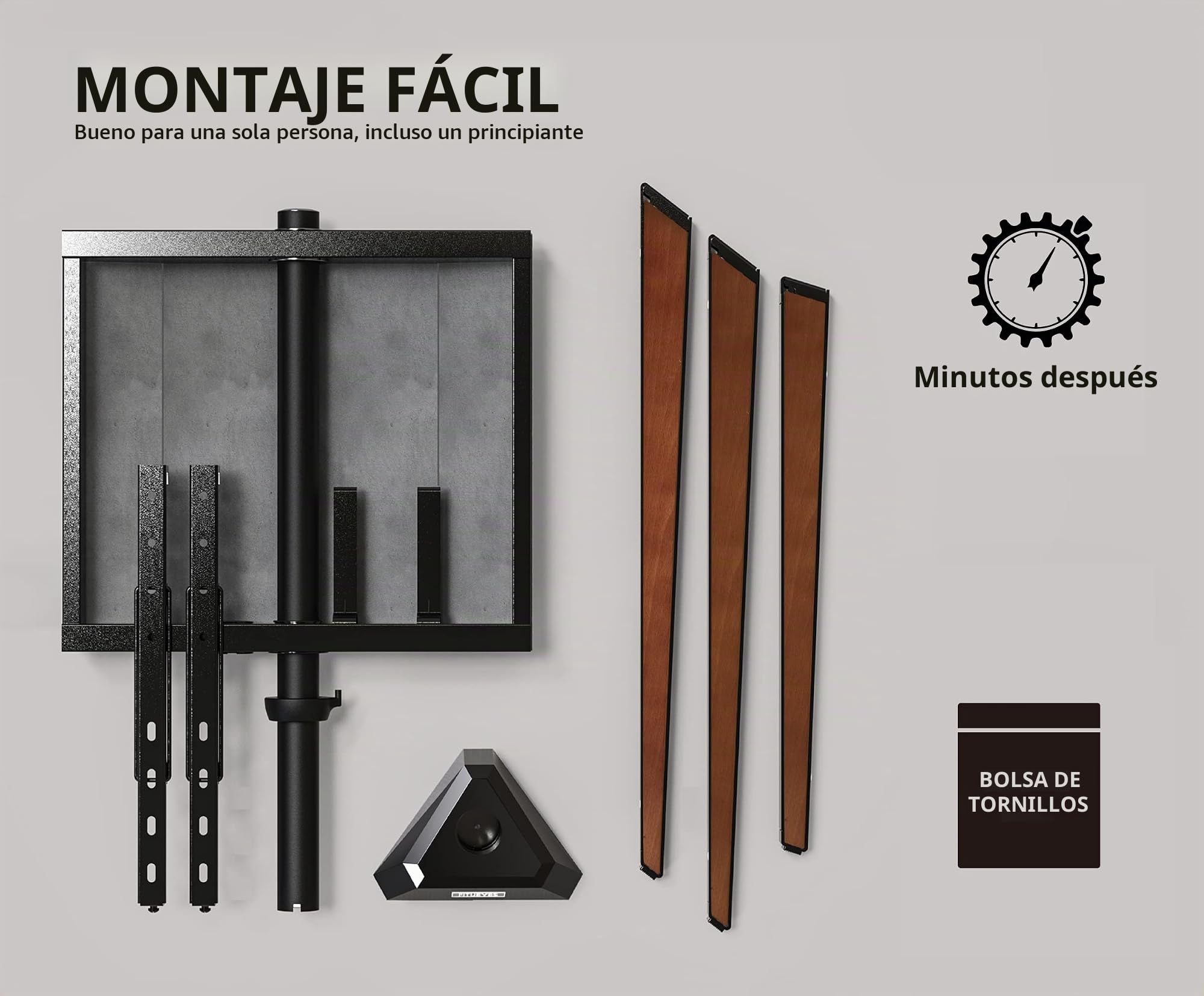 FITUEYES Soporte TV Pie Trípode 37-65 Pulgadas Madera Haya, Serie Picasso | Soporte TV Pie Ajustable, Diseño Caballete Picasso, Madera de Haya, Giro ±20°, VESA 400×400mm, Carga 35kgMadera