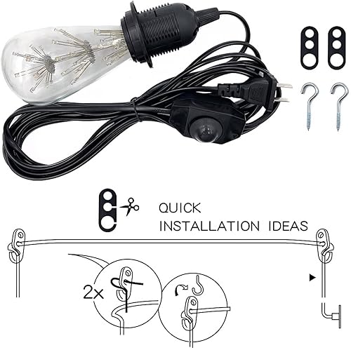 Miniatura 7 de Kit de luz colgante con interruptor de atenuación de 15 pies, juego de cable de lámpara colgante con enchufe Edison para lámparas E26 E27 DIY Swag