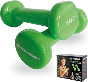 Schildkröt Vinyl Hanteln I ideal für Gymnastik-, Aerobic- und Fitness-Training I zwei gummierte Hanteln I 0,5kg – 3,0kg in Grün & Anthrazit