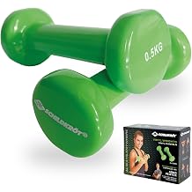 Turtle Vinyl dumbbells I ideal for gymnastics, aerobics and fitness training I two rubberized dumbbells I 05kg - 30kg in green & anthracite
