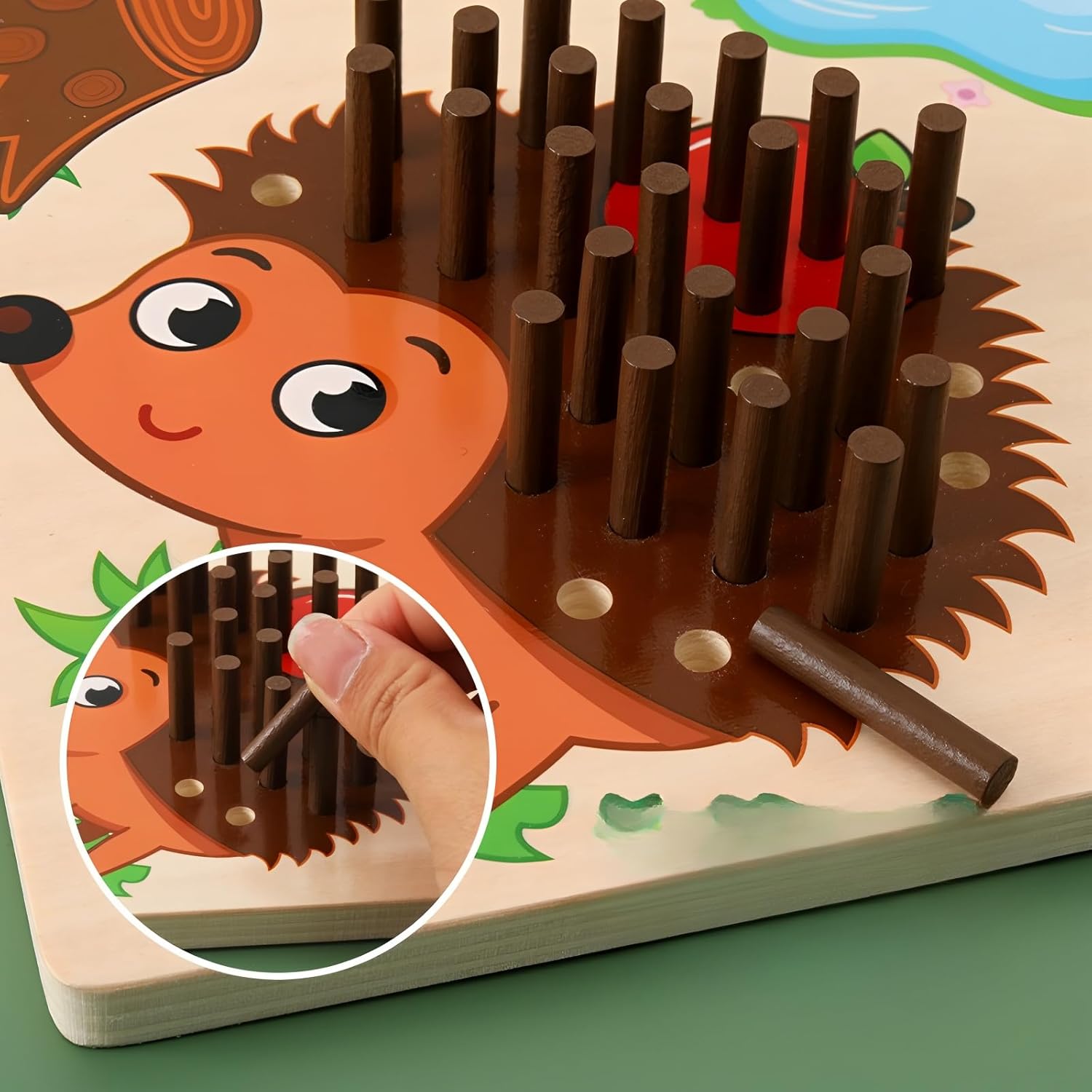Hedgehog Stacking Toy Wooden Montessori for 3-4 Year Olds - Unisex Learning Game, Sensory Stacker Kids Birthday Gift (Puzzle Hedgehog Toys)