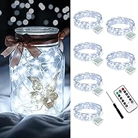 Vista 38 de AIKEI Paquete de 12 luces LED de hadas que funcionan con pilas, guirnaldas de luces impermeables de 7 pies, 20 luces LED de luciérnagas estrelladas