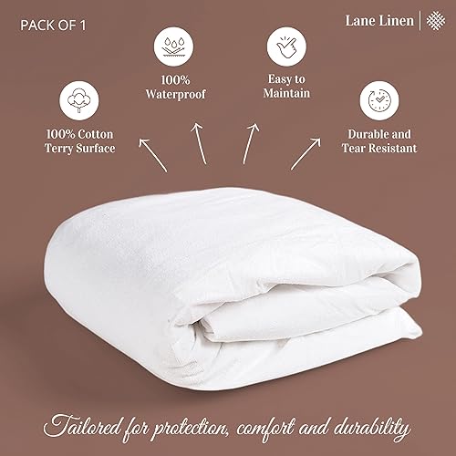 Miniatura 4 de Lane Linen Protector de colchón impermeable tamaño individual (2 piezas)  Funda de colchón de tela de toalla de algodón con bolsillos profundos