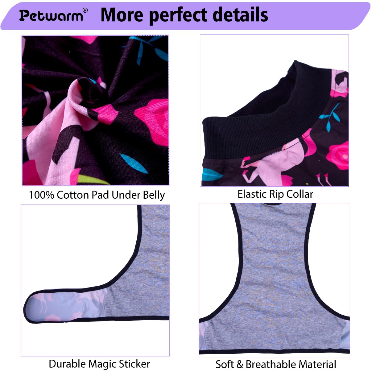 PetWarm Recovery Suit for Dogs Dog After Surgery Onesie, Spay and Neuter, Prevents Licking Cotton Protect Dog Abdominal - Image 4