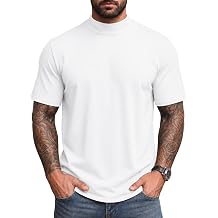 Vssjavun Mens Mock Turtleneck T Shirt Short Sleeve Solid Basic Tee Soft Casual Pullover Top