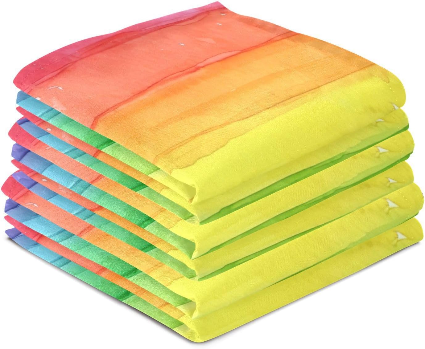 Rainbow Watercolor Stripes Kitchen Towels Set of 6, Soft Absorbent Quick Drying and Reusable Dish Towels for Kitchen, Bathroom and Home Decor, 18 x 28 in