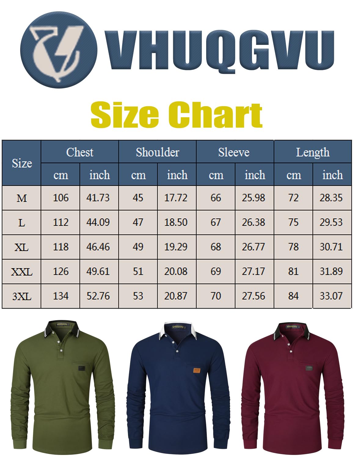 VHUQGVU Polo Uomo Essenziale Manica Lunga 100% Cotone Contrasto Colore Golf Sportiva Poloshirt