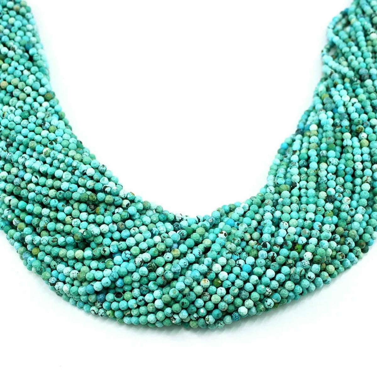 Perles rondes à facettes en turquoise naturelle HuBei de 2/3/4 mm, pour la fabrication de bijoux, bracelets et accessoires, 3 mm