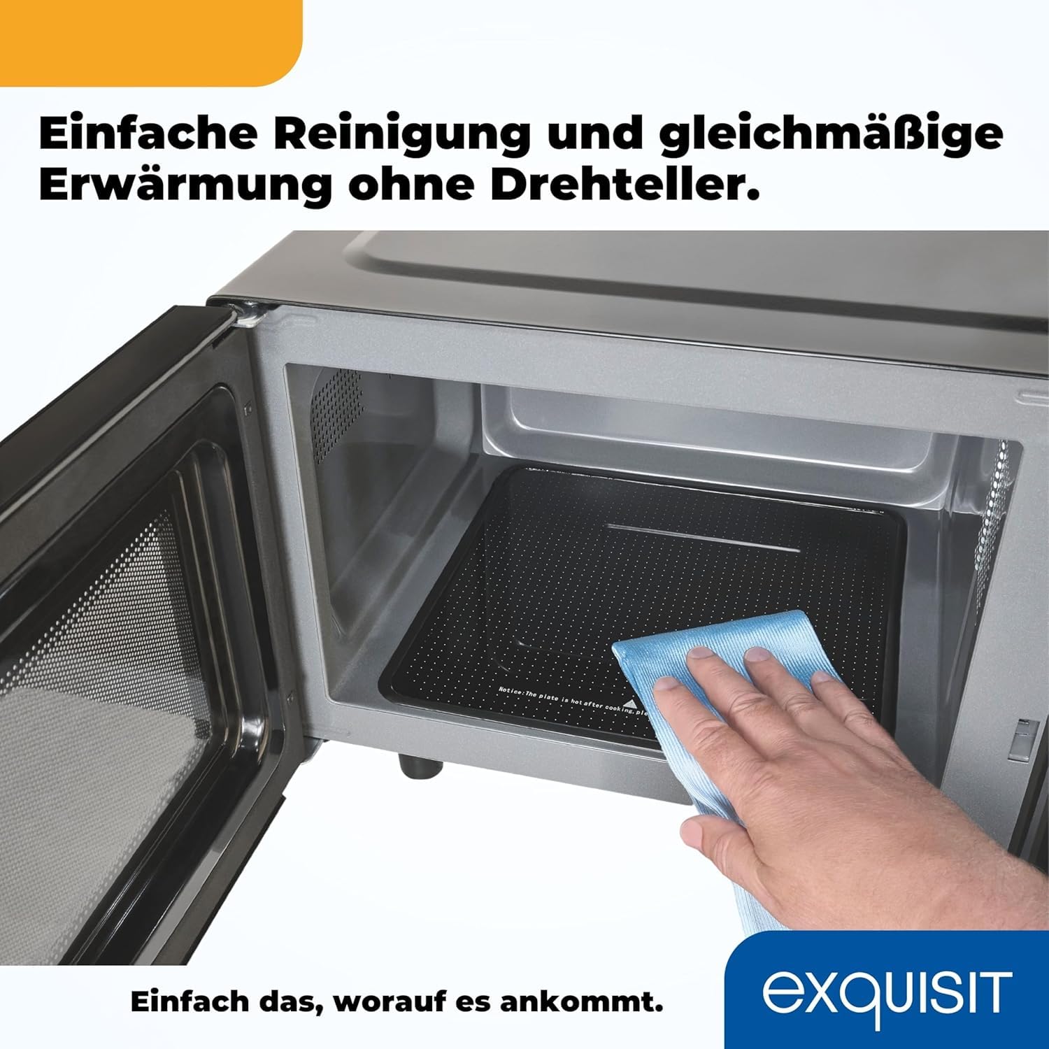 Exquisit Mikrowelle mit Grill & Flatbed - 23 Liter, 750 W, Schwarz | Ohne Drehteller, 1 000 W Grillfunktion, 5 Leistungsstufen, digitales Display – kompaktes Schwarz-Matt-Design