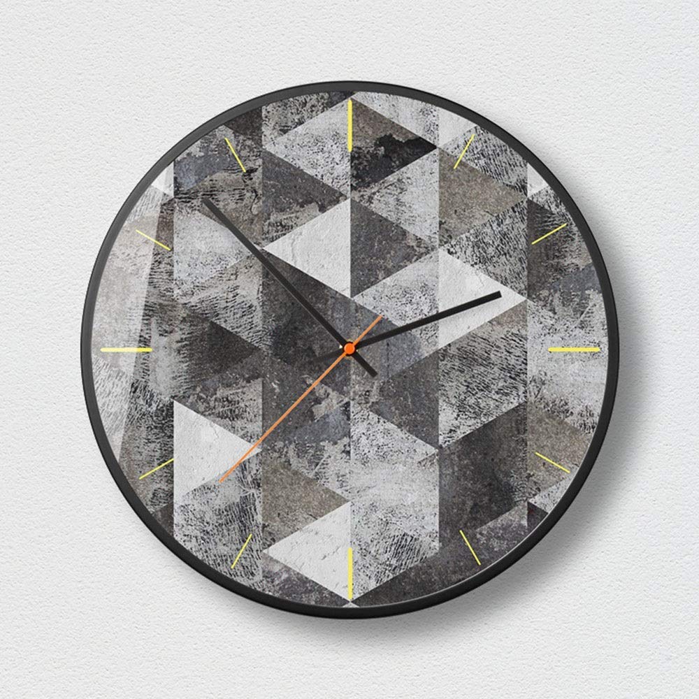 Horloge murale moderne salon gris abstrait géométrique 35cm