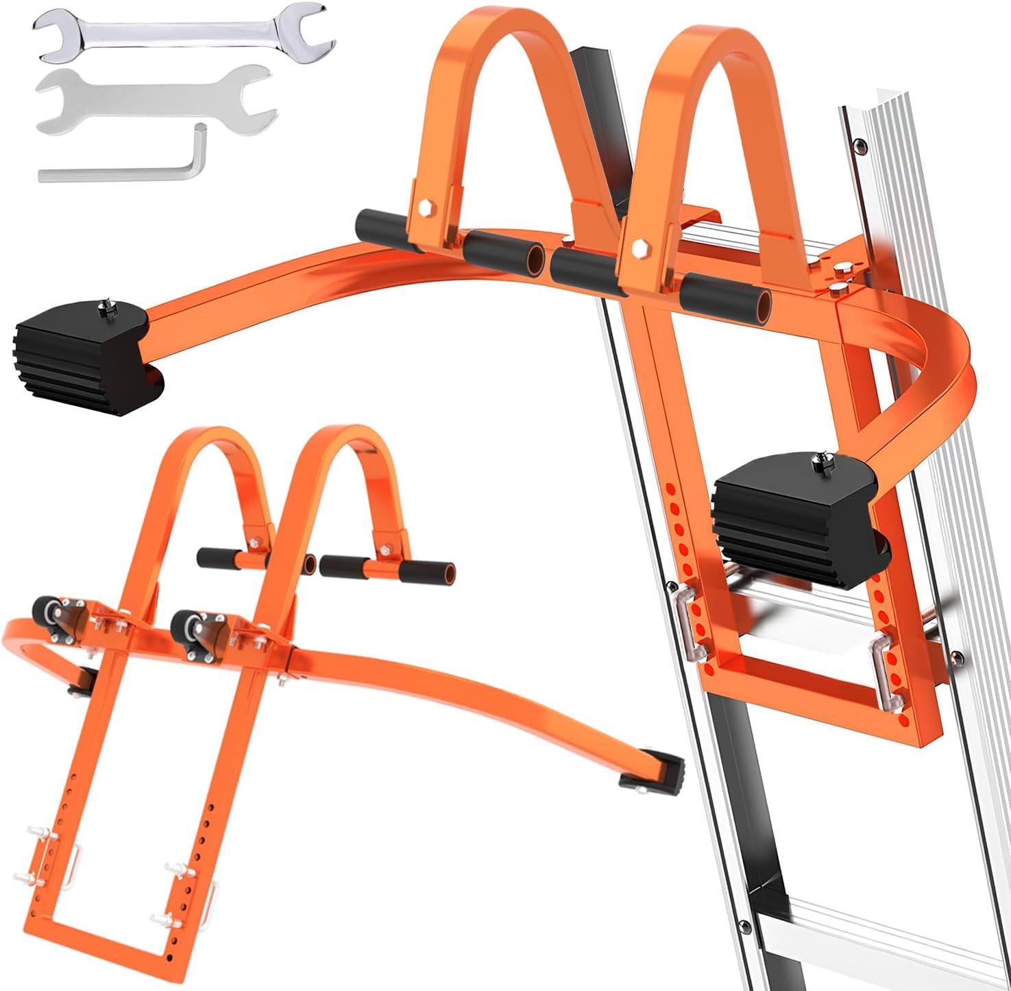 Ladder Hooks for Roof Ridge Heavy Duty Steel Ladder Roof Hook with Rubber Grip T-Bar for Damage Prevention, Extension Ladder Stabilizer 550 lbs Load Capacity