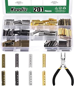 Keadic 201Pcs Metal Aglets Shoelace Tip Replacements 4 Holes Metal Shoelace Repair Aglets with Nose Pliers Shoelace Tip Heads for Sneakers Canvas Hoodies Pants Repairing6 Colors