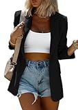 Womens Blazer 2025 Fall Business Casual Oversized Long Sleeve Button Open Front Suit Jackets Work Clothes Pockets
