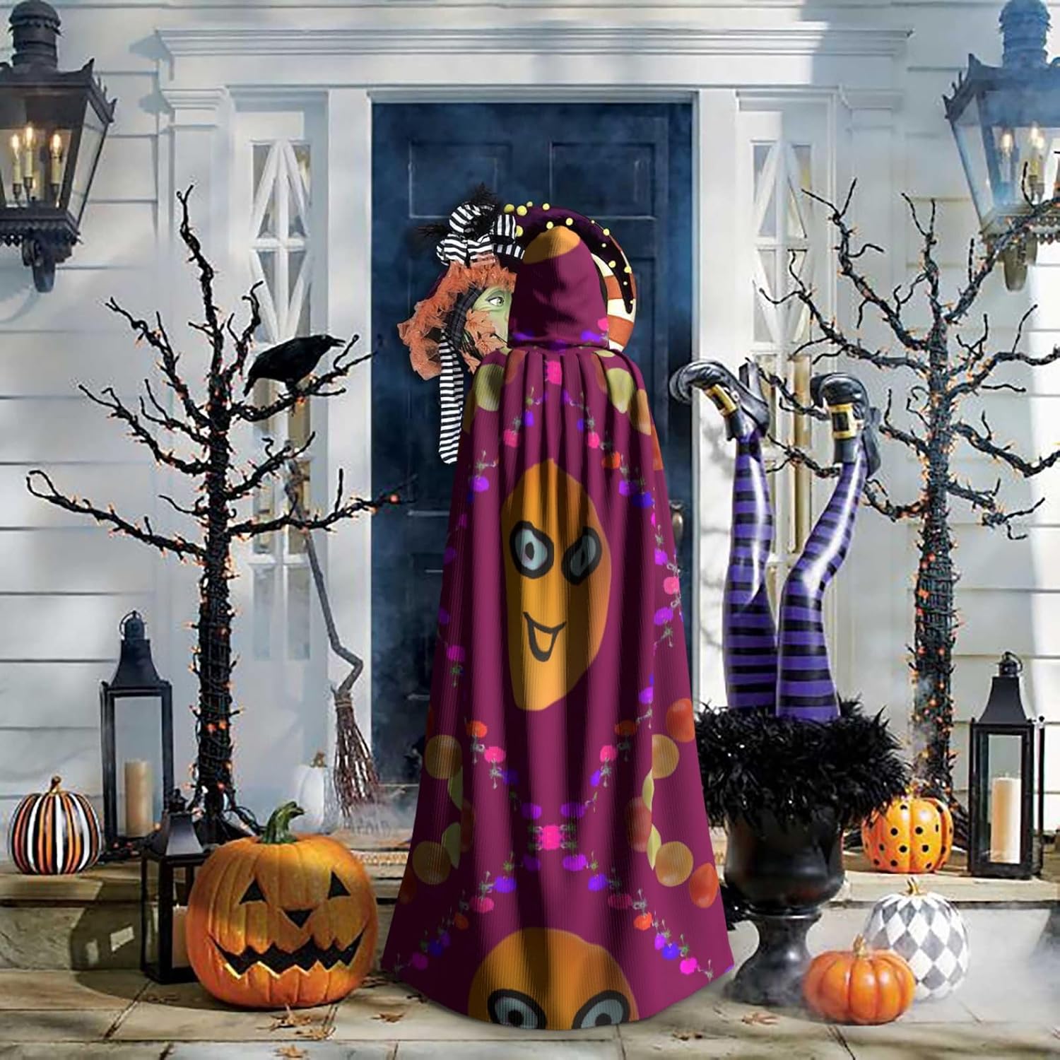 Smiley Mango Men Women Halloween Role Play Party Decoration Hooded Poncho