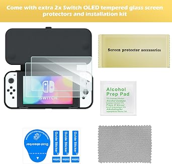 ProCase Flip Cover Case for Nintendo Switch OLED 2021 with 2 Pack Tempered Glass Screen Protector Slim Soft Cover Anti-Scratch Protective Case for Nintendo Switch OLED 2021