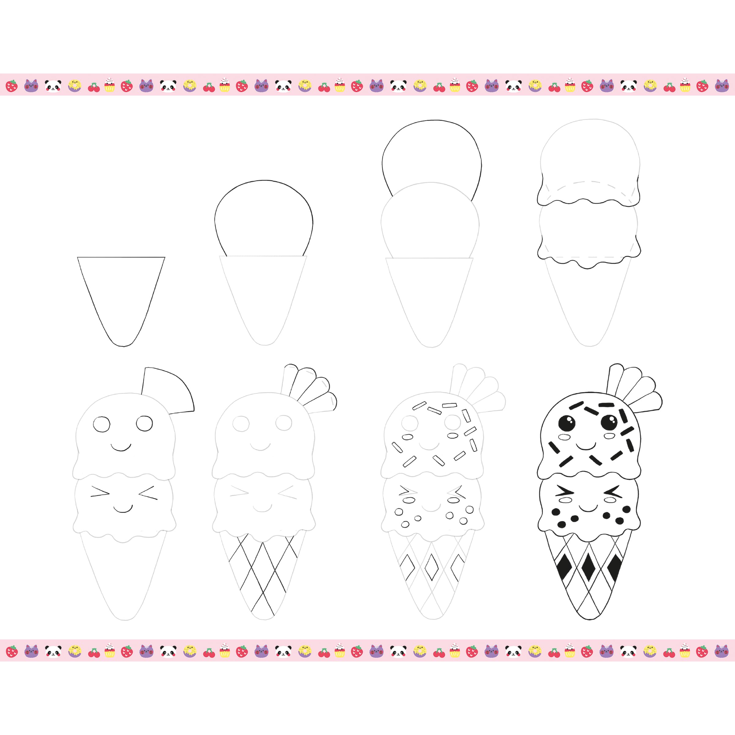 Janod - Step by Step Drawing - Naucz się rysować - 20 modeli Kawaii - Zestaw rysunkowy dla dzieci - Nauka rysowania i koncentracji - Od 6 lat - J09156