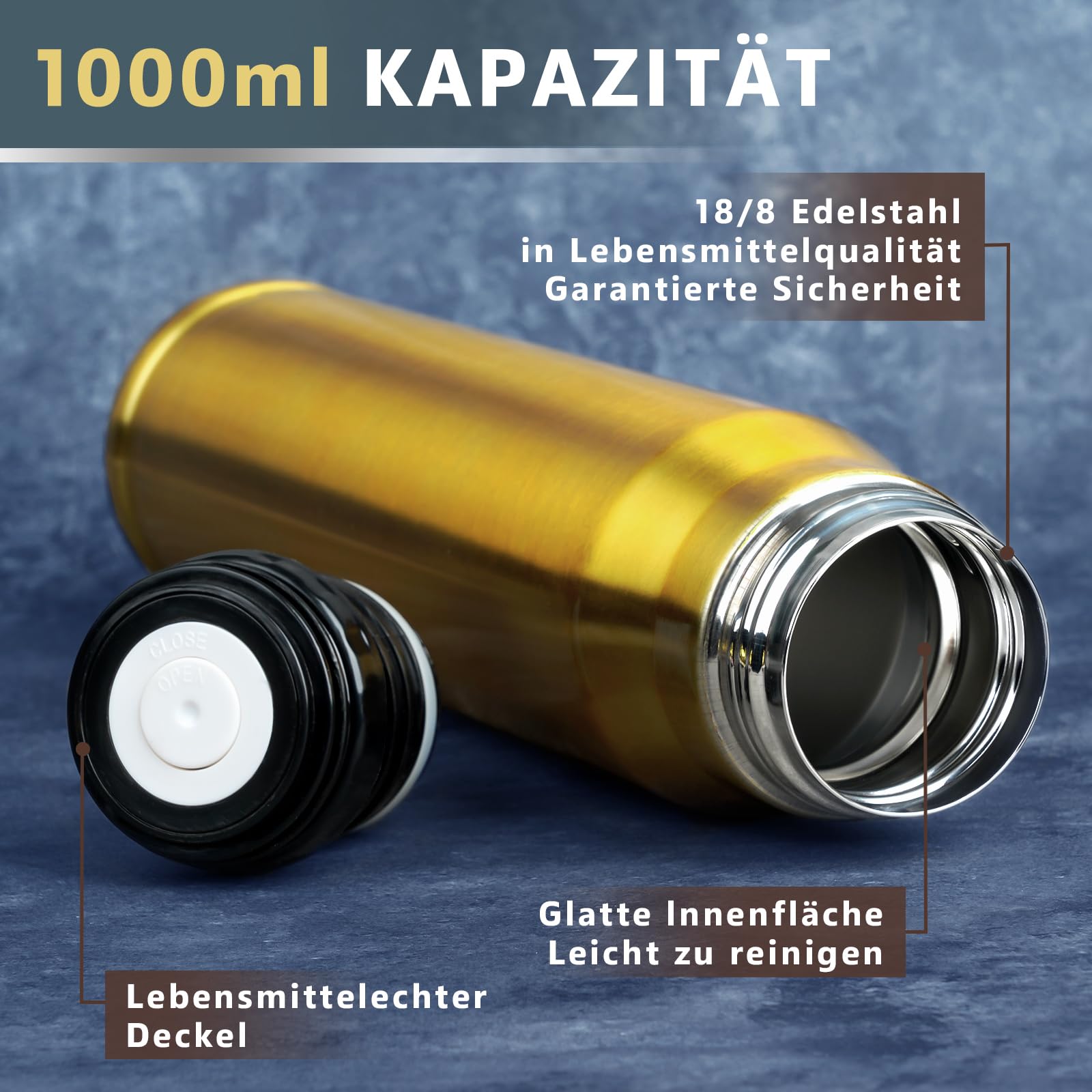 Grogife Set of 2 Eierförmiger Rainbow Thermobecher + 1L Bullet Thermobecher, Geschenk für Männer