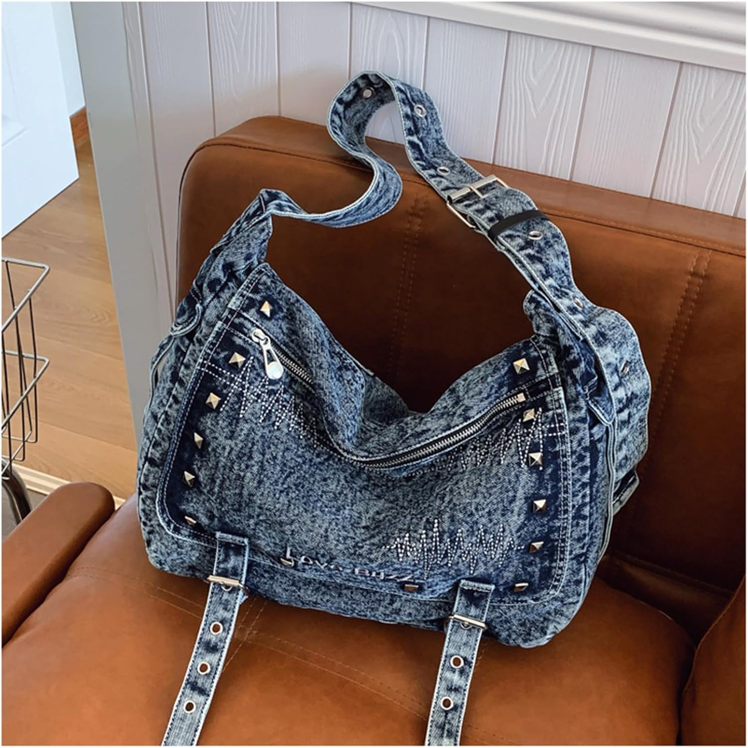 Denim Crossbody Bag for Women Large Capacity Shoulder Bag Lightweight Satchel Handbag Retro Messenger Bag - Image 6
