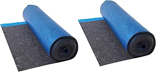 VEVOR Trittschalldämmung, 37,2 m², 3 mm Laminatbodenunterlage mit angebrachter Dampfsperre, Faser + PE-Folie, Schalldämmung & Geräuschreduzierung für Vinyl und Holz (2 Rollen x 18,6 m²)