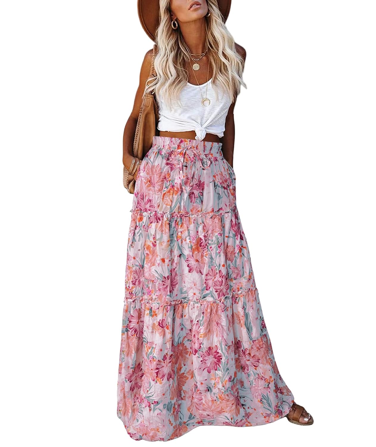 EARKOHA Womens Casual High Waist Tiered Paisley Print Long Maxi Skirt with Pockets - Review, Price and Buying Guide