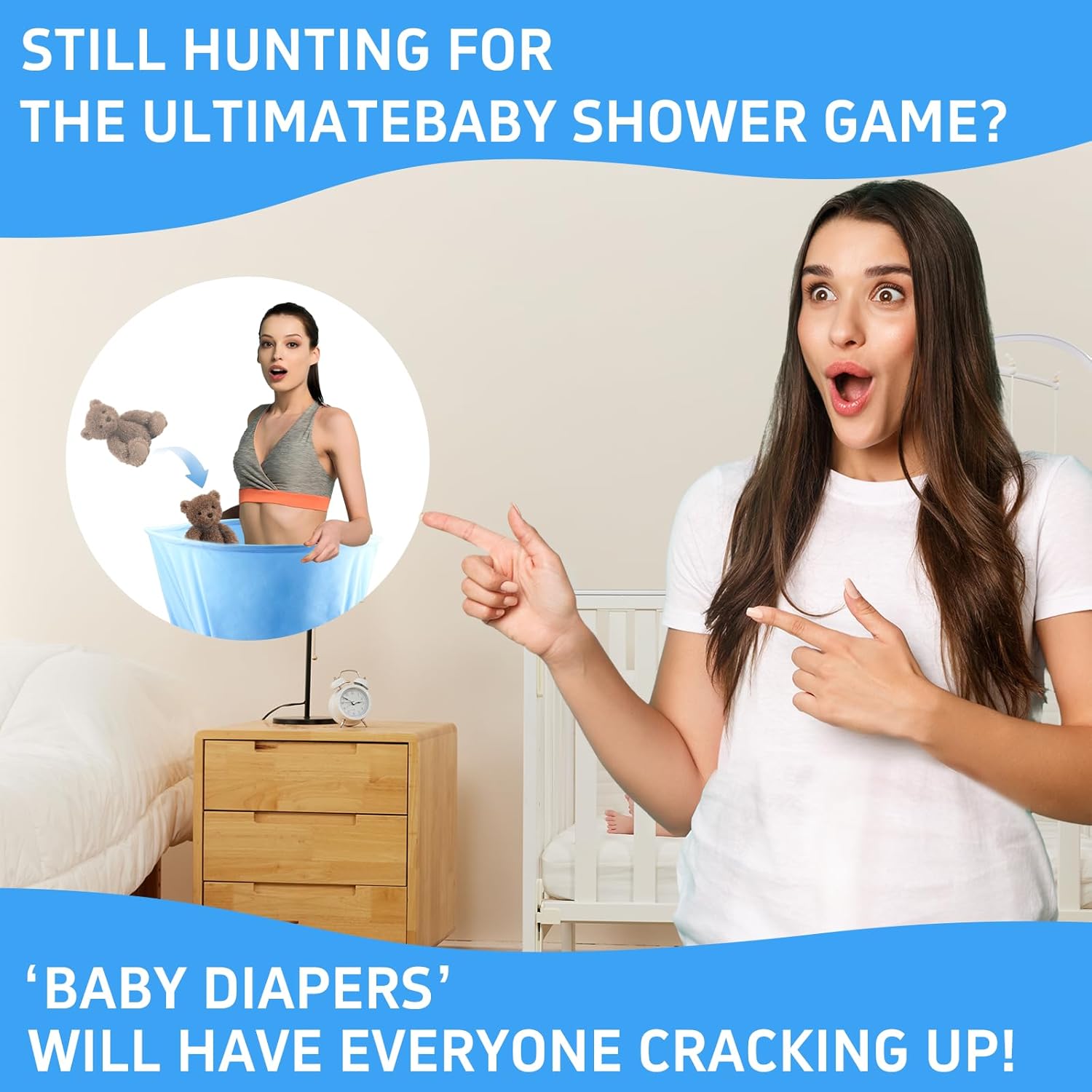 3 pcs baby shower games bridal shower games funny activities- funniest game ever for baby showers, gender reveals, boy or girl parties – oversized diaper toss game (blue) – no balls included