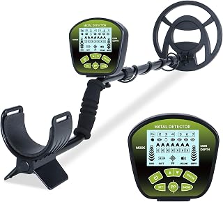 Metalldetektor mit wasserdichter Suchspule, verstellbare Stange einstellbare Länge, Empfindlichkeit & Audio, leicht für Erwachsene & Kinder, alle Metall/DISC/PP-Modi, LCD-Display
