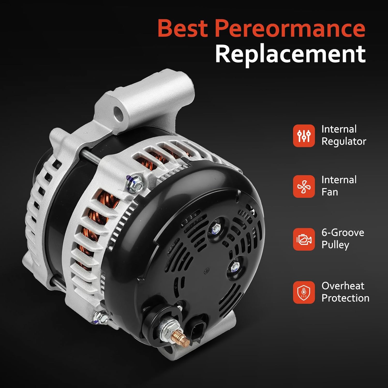 Alternator Replacement New 11598N for Chrysler 300 11-18, for Dodge Challenger 15-18, for Dodge Charger Durango 3.6L 11-18,for Jeep Grand Cherokee 3.6L 11-18, for Ram 1500 3.6L 13-15, 11598 4801778
