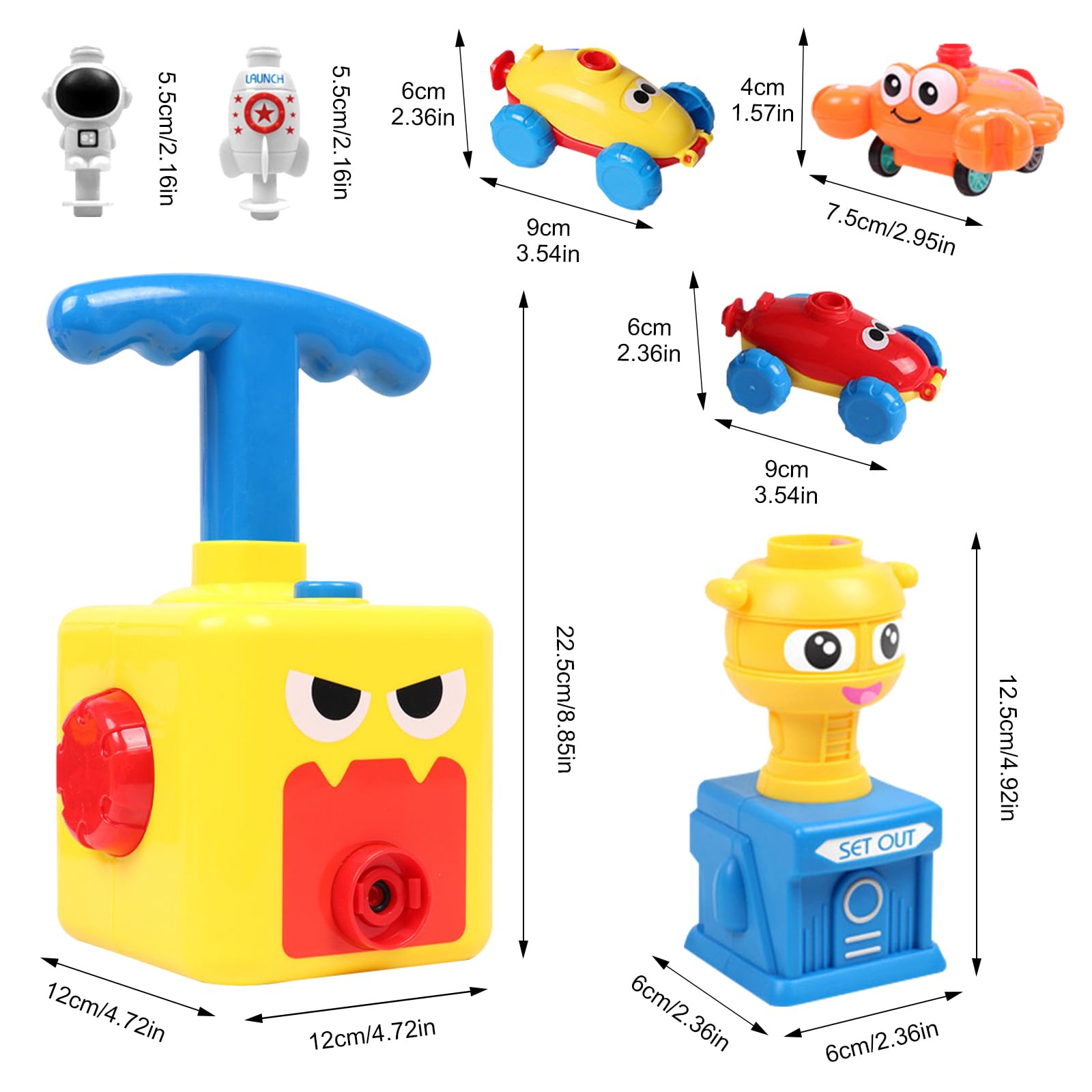 Jouet Lanceur De Ballon Voiture Pour Enfants - Voiture Alimentée Par Ballon Avec Pompe, Inertial Power Balloon Car, Ensemble Lanceur Ballon, Cadeau Noël Idéal (Bleu)