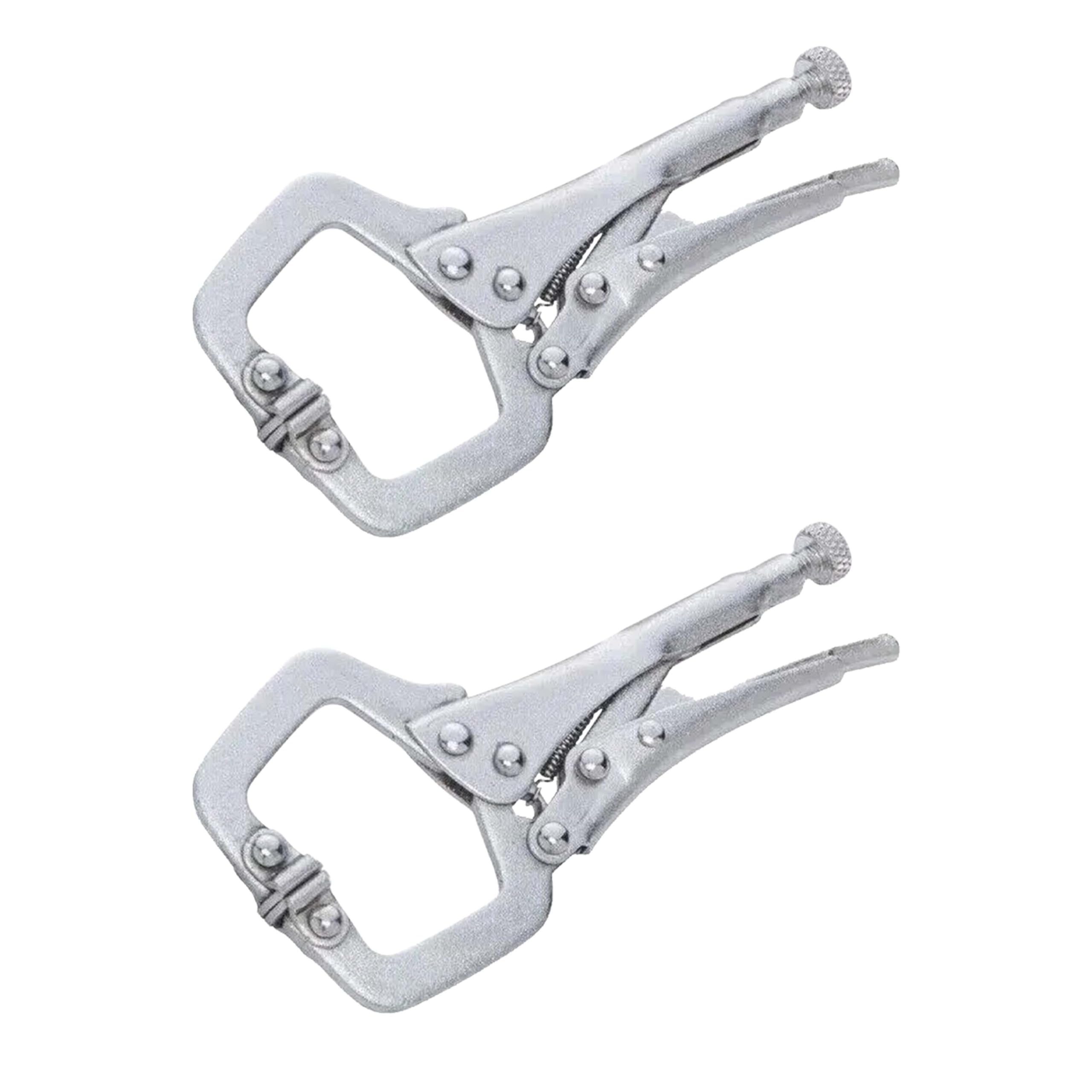 Dunnet Tools 6" Locking C Clamp Grip Pliers 150mm | Heavy Duty Welding & Metalwork Clamps, Adjustable Screw, Swivel Pads | Woodworking Tools, DIY, Crafts, Mole Grips, Quick Grip Clamps (Pack of 2)