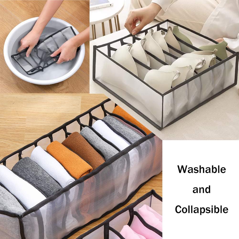 5 PCS Underwear Drawer Organizer Divider,Folable Closet Storage Drawer Divider Includes 6/7/7/11/11 Cell