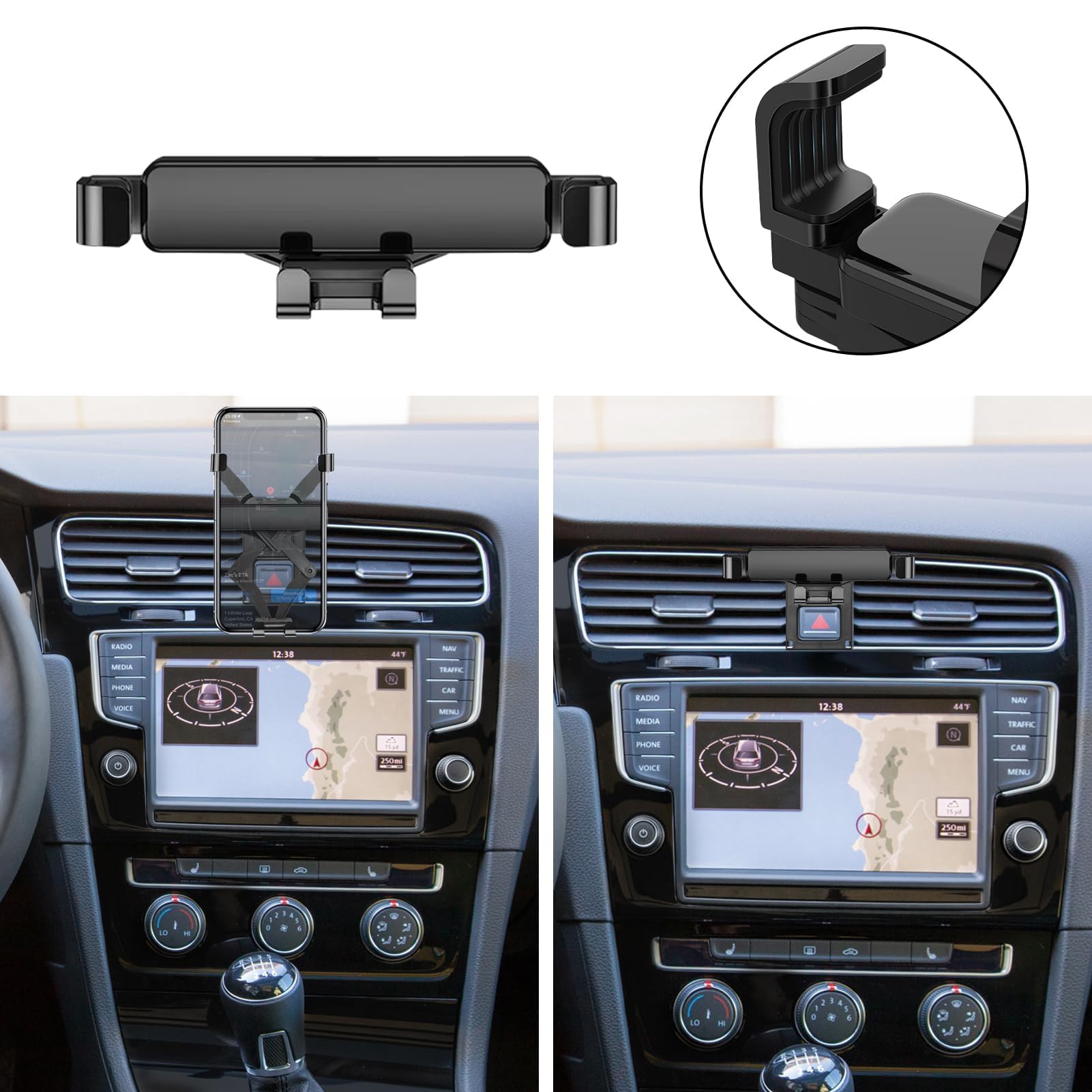 TTCR-II Custom Fits Base de Support de Téléphone de Voiture Compatible avec VW Golf 7 2014-2020, Support de Smartphone de Voiture Réglable Rotatif à 360° Golf 7 Accessoire