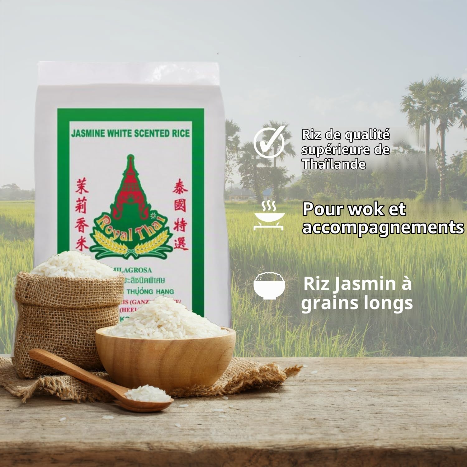 ROYAL THAI RICE - Riz Parfumé au Jasmin à Grains Longs - 1 X 20 KG