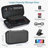 Vista 2 de Younik Switch 2 Case Compatible with NS Switch 2 (2025), Carrying Case with 19 Game Card Slots, 4 in 1 Switch 2 Accessories Includes Shoulder Strap