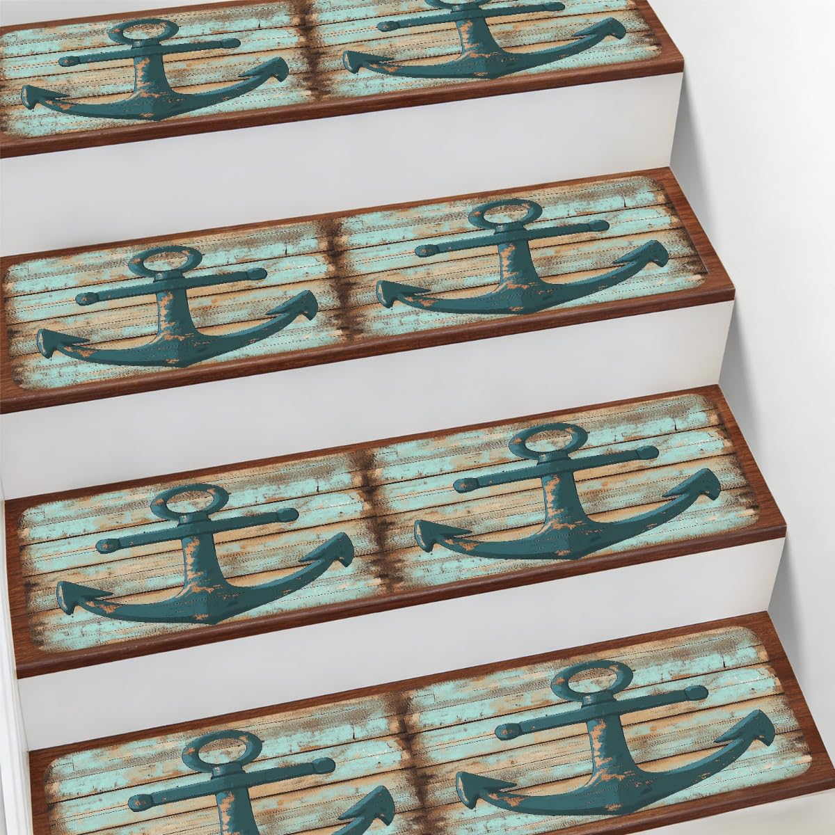 Alfombras para escaleras interiores Mexpekil de madera estilo náutico para escalones transitados
