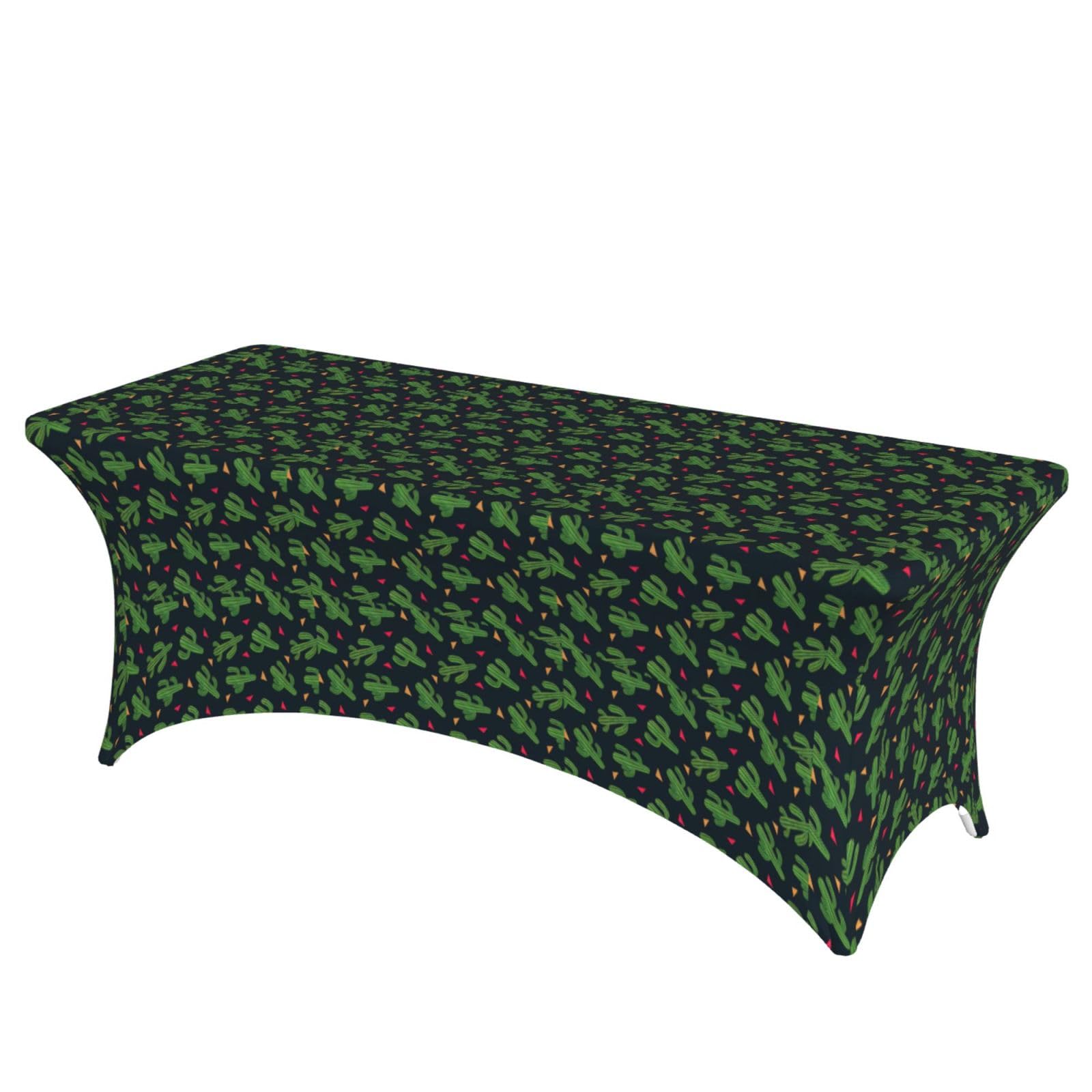 AYYQWE Cactus Art Print Elastic Rectangular Tablecloth For Banquet Outdoor Picnics Office Table Cover