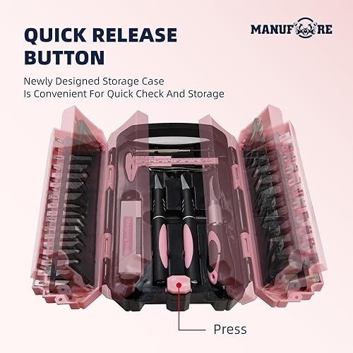 Miniatura 4 de MANUFORE Juego de 34 cuchillos Exacto grandes, color rosa, juego de cuchillos de precisión para manualidades, incluye 3 cuchillos de manualidades