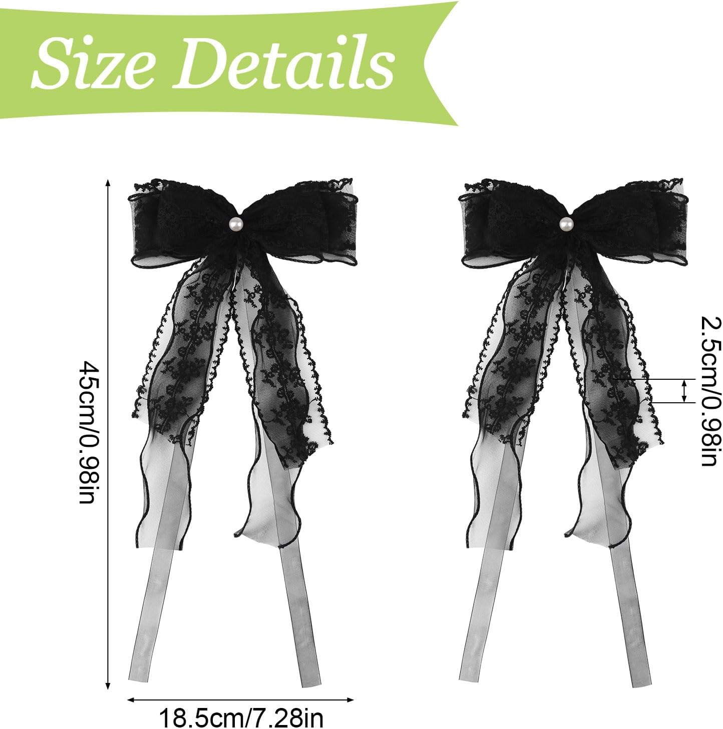 4Pcs Bow Curtain Tiebacks, Elegant Bow Butterfly Curtain Tiebacks with Pearls Sweet Lace Drapes Holdbacks Buckles for Home Decorative(Black)