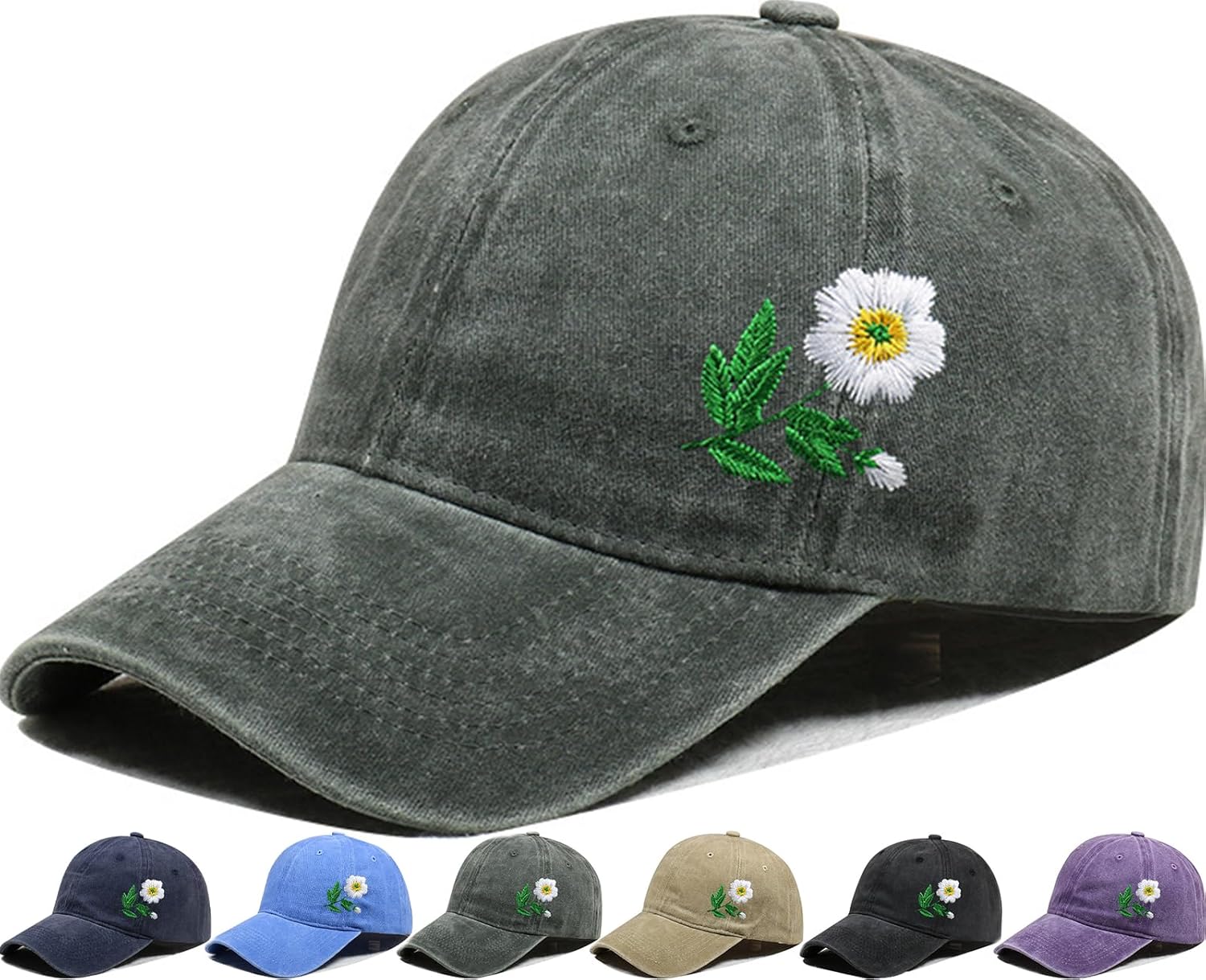 Flower Baseball Hat Baseball Cap Funny Trucker Hats for Women Cute Distressed Ball Caps Ponytail Hat for Women