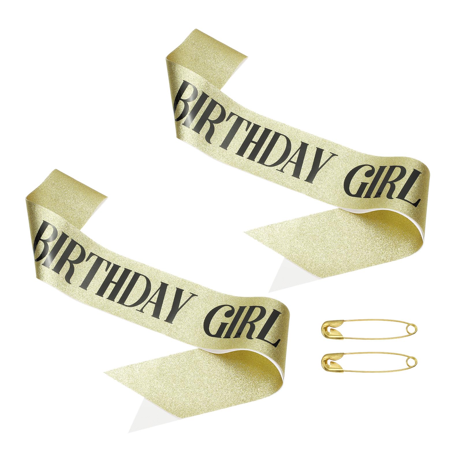 PATIKIL Birthday Girls Sash, 2 Pcs Glitter Birthday Sash for Women Satin Princess Queen Sash Party Decorations with Safety Pin for Party Gifts Favors,