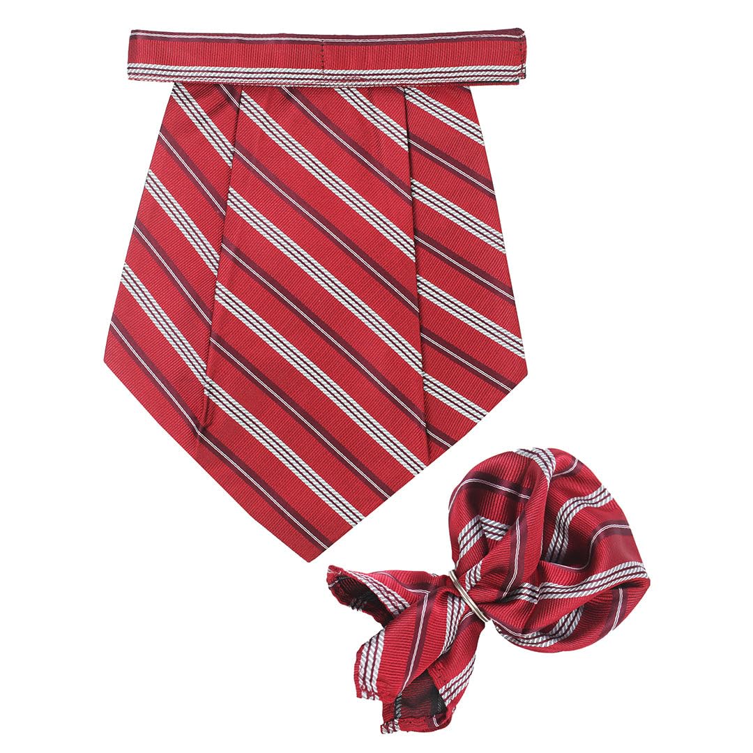 The Sharp Striped Red Cravat & Pocket Square set-image-6