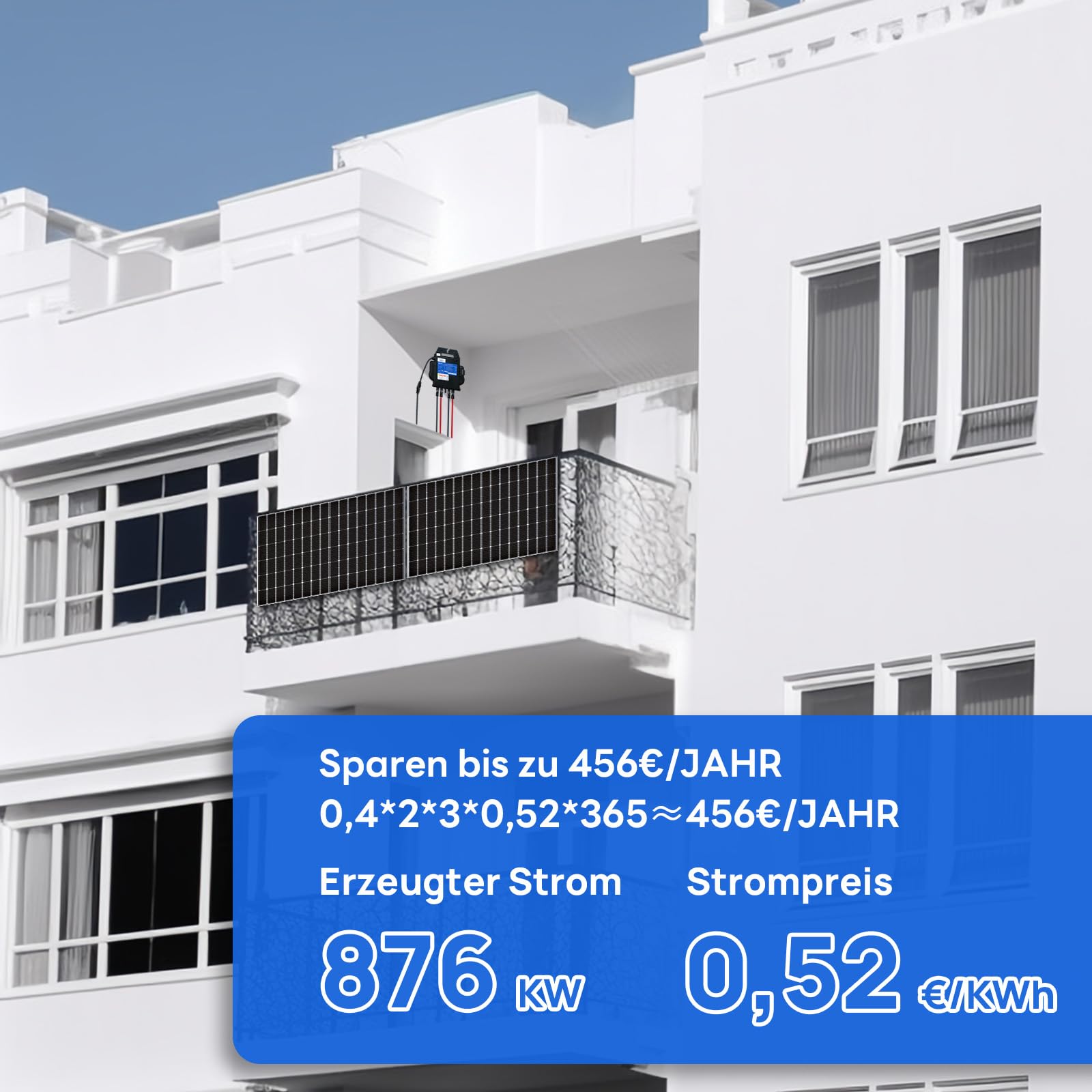 ECO-WORTHY Elektrownia balkonowa 800 W 0% VAT balkonkraftwerk w komplecie z dwufazowym modułem solarnym 400 W x 2 i falownikiem 600 W/800 W APsystems z przekaźnikiem VDE