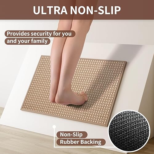 Miniatura 4 de Tapetes de cocina para piso, alfombras de cocina súper absorbentes, antideslizantes, lavables, parte trasera de goma, felpilla suave trenzada