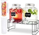 Distributeur de boissons 2),3.8L/1 Distributeurs de boissons Gallon pour les parties avec Spigot, Stand,Fruit Infuser, Distributeur d'eau Distributeur de jus Distributeur de boissons pour BBQ, Pique-nique, Fête, Birthday
