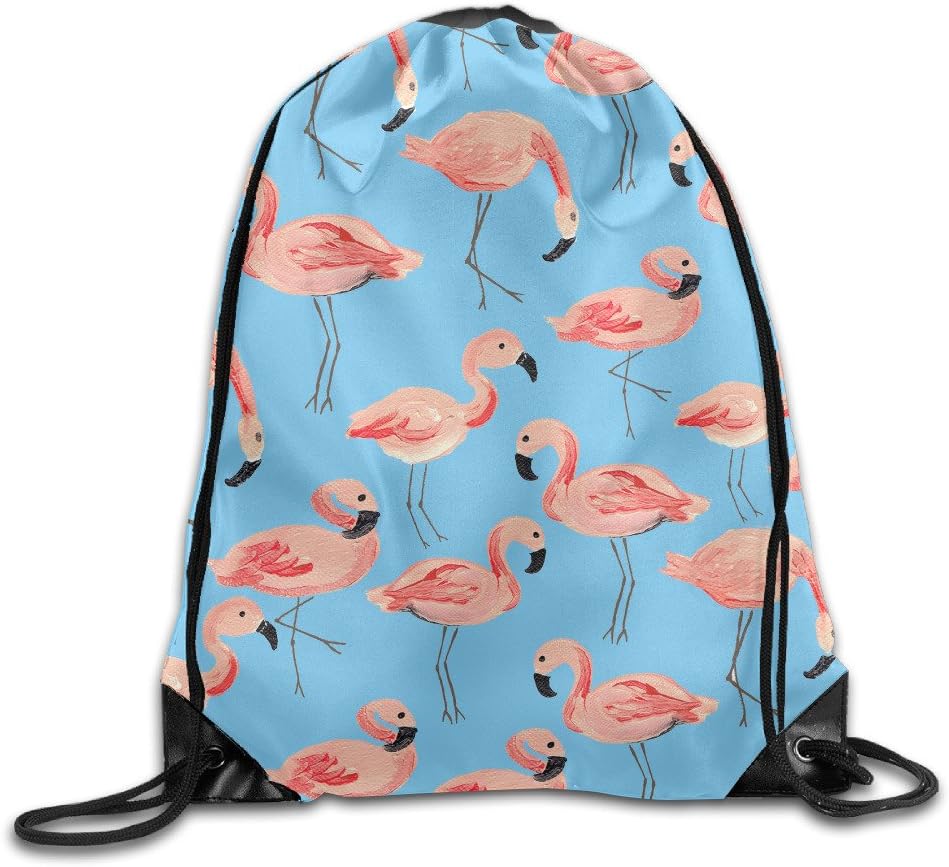 Cute Flamingo Party Lightweight Durable Gym Sackpack Sport Running Swimming Hiking Drawstring Bags