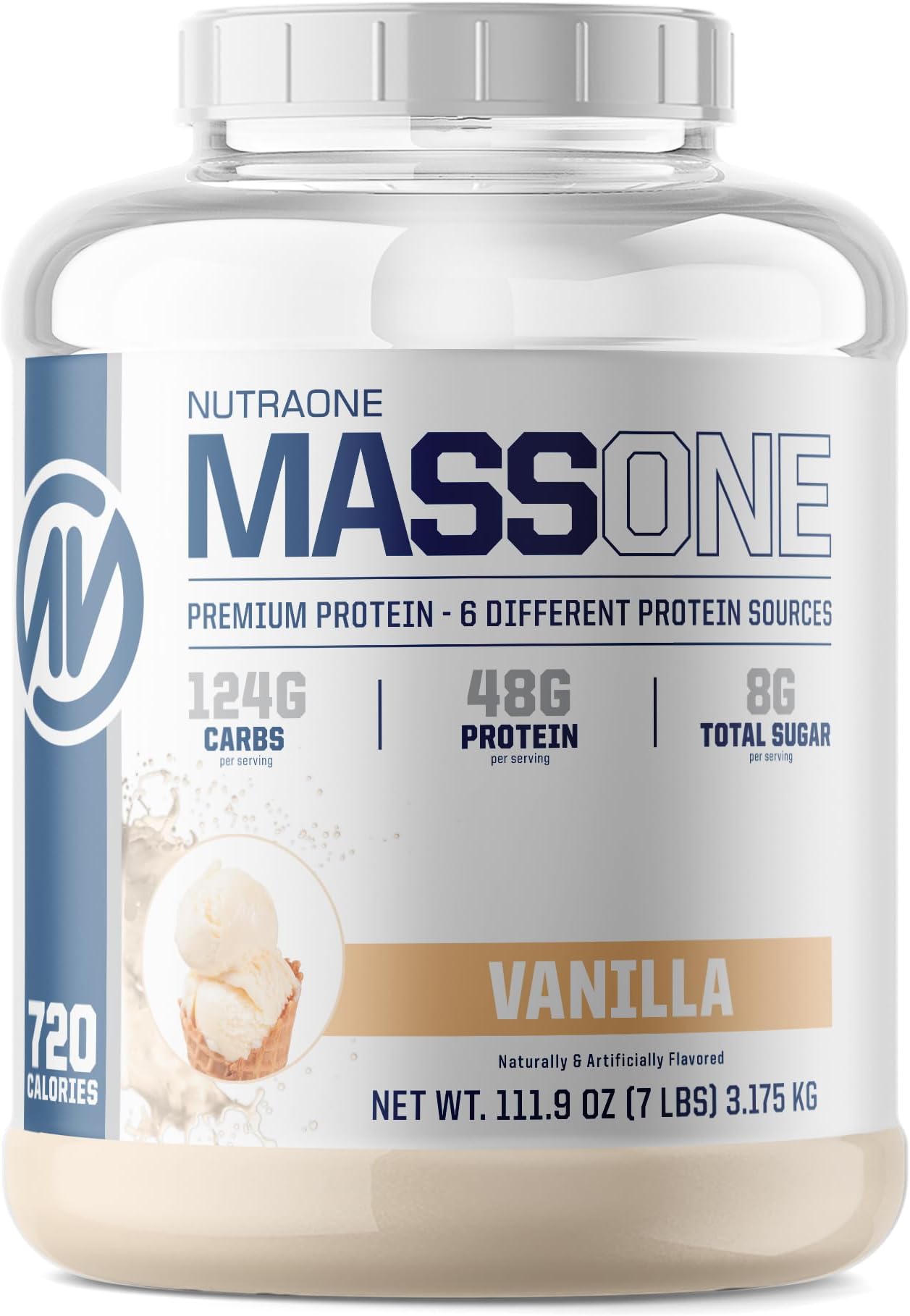 NutraOne Massone Mass Gainer Protein Powder โ Gain Mass Protein Meal Replacement (Vanilla - 7 lbs.)