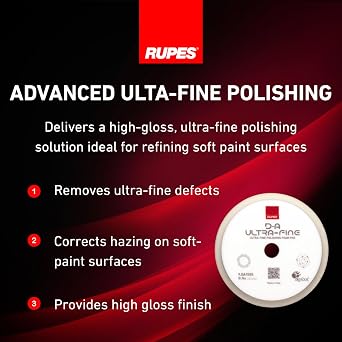 RUPES 150mm White D-A Ultra-FINE Polishing Foam Pads (Pack of 2) | Ideal for Extremely Fine Paint Correction & Gloss Enhancement | Improves Finishing Performance | Compatible with 5 Backing Plate