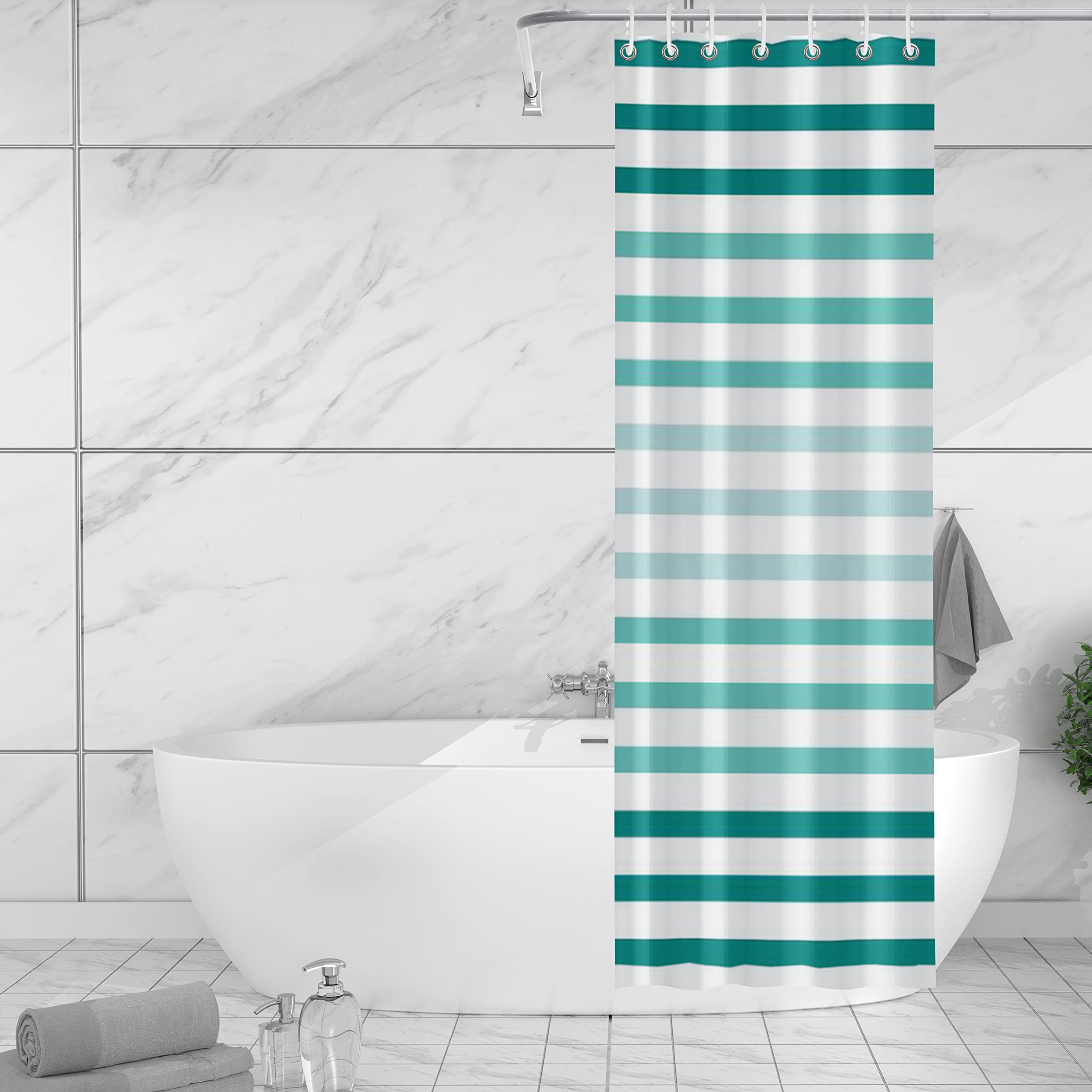 JTIGEIL Shower Curtain, Stripe Waterproof Design Bathroom Shower