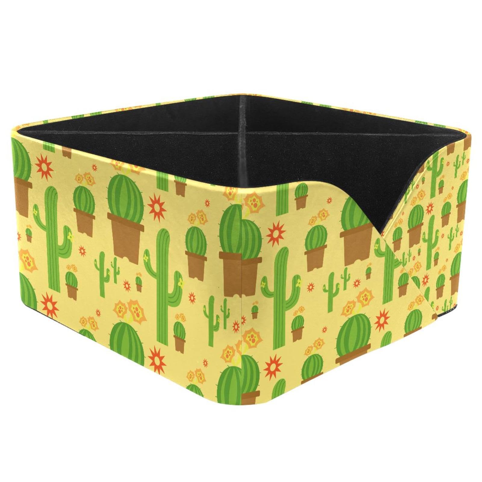 KengjuTesu Cute Cactus Sunshine Desktop Organizer Pen Holder, Rectangular Pencil Cup for Office, Study and Makeup Stations