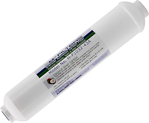 Filtro de agua de carbono en línea, 10 pulgadas de longitud, rosca hembra de 14 de pulgada, para sabor y olor a cloro o filtro de poste para RO