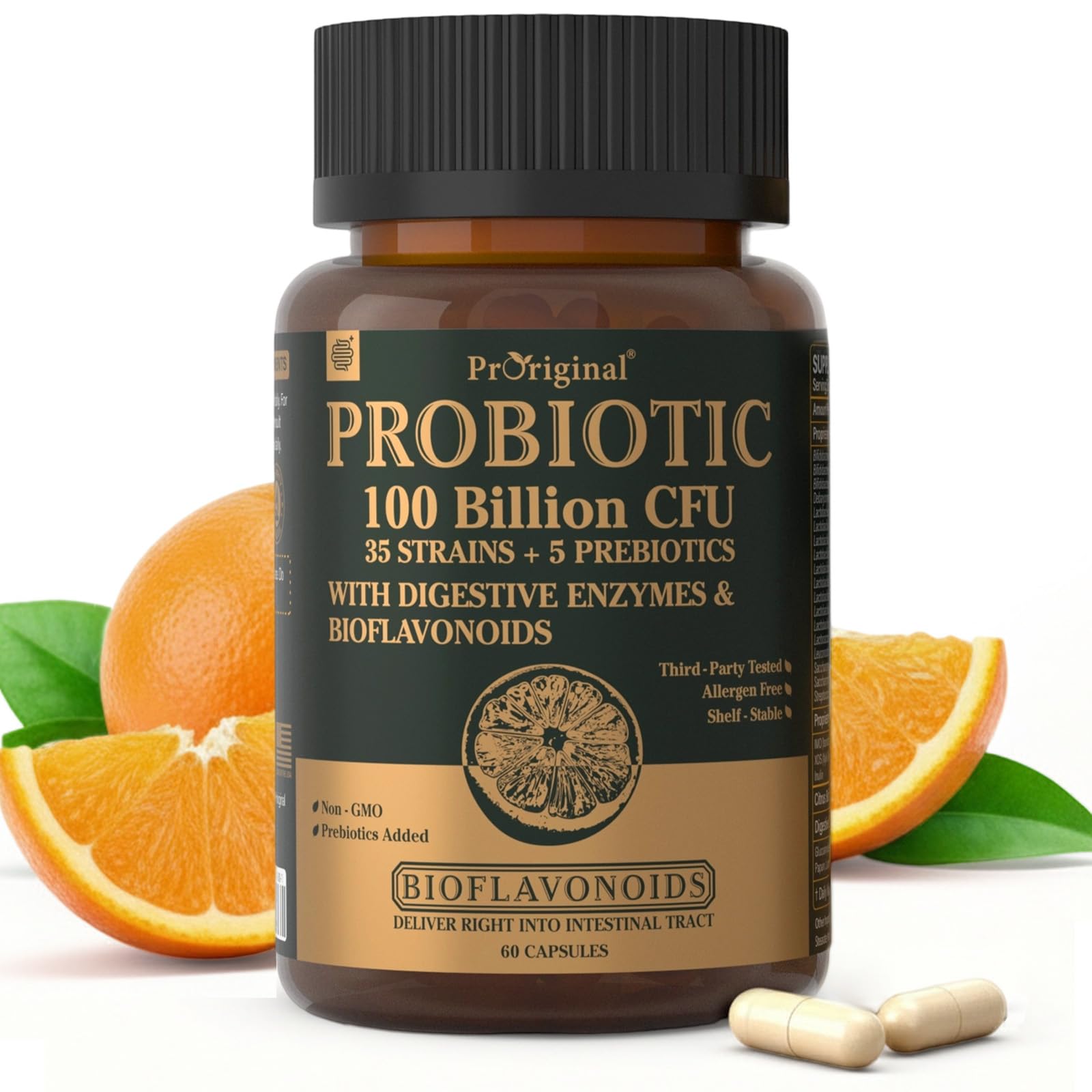Probiotics with Prebiotics for Men and Women - 35 Strains Organic Probiotic 100 Billion CFU for Gut & Digestive Health, Vegan Acidophilus Probiotic Supplement, Non-GMO Raw Probiotic 60 Capsules